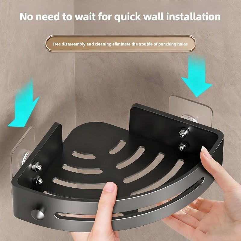 🔥 Bathroom Storage Upgrade 🚿 No-Drill Triangle Shower Caddy with Strong Adhesive & Fast Drainage