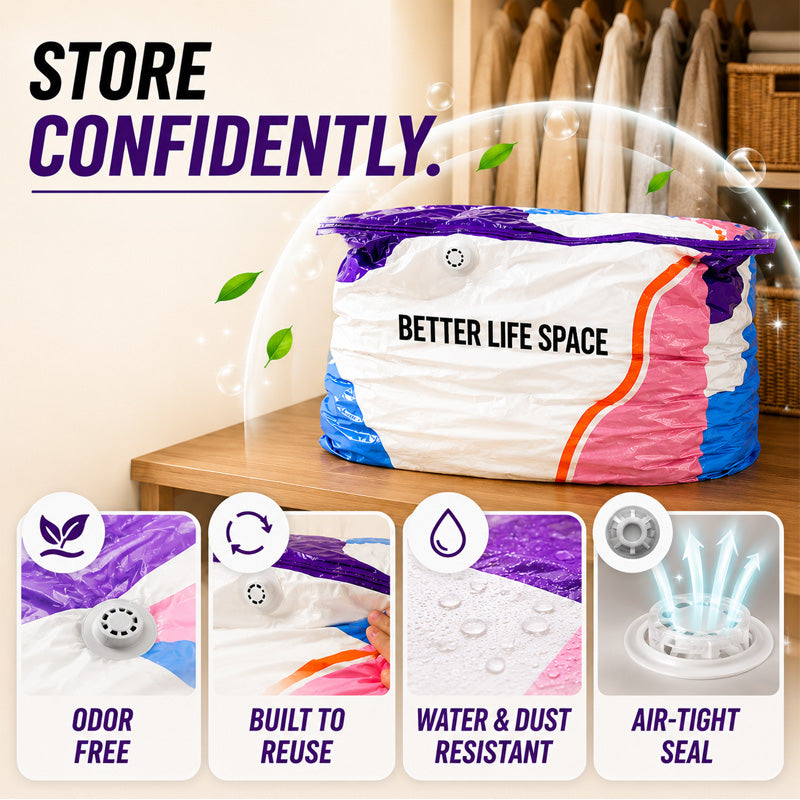 🥳2026 HOT SALE🥳💞 50% OFF! No‑Pump Vacuum Storage Bags – Press & seal, no pump needed. Saves 80% space, keeps clothes dry & dust‑free. Perfect for bulky bedding & off‑season gear. 🛏️🗄️