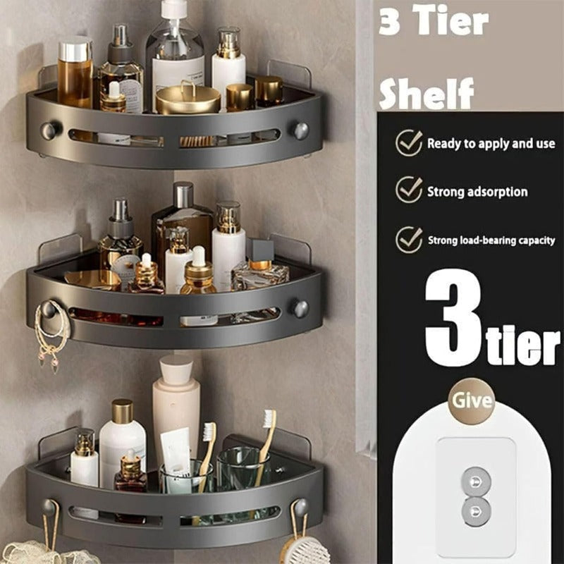 🔥 Bathroom Storage Upgrade 🚿 No-Drill Triangle Shower Caddy with Strong Adhesive & Fast Drainage
