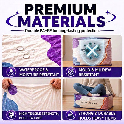 🥳2026 HOT SALE🥳💞 50% OFF! No‑Pump Vacuum Storage Bags – Press & seal, no pump needed. Saves 80% space, keeps clothes dry & dust‑free. Perfect for bulky bedding & off‑season gear. 🛏️🗄️