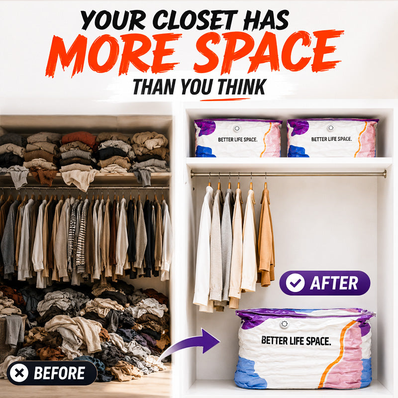 🥳2026 HOT SALE🥳💞 50% OFF! No‑Pump Vacuum Storage Bags – Press & seal, no pump needed. Saves 80% space, keeps clothes dry & dust‑free. Perfect for bulky bedding & off‑season gear. 🛏️🗄️