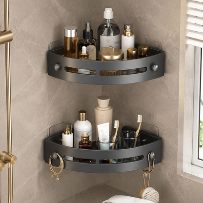 🔥 Bathroom Storage Upgrade 🚿 No-Drill Triangle Shower Caddy with Strong Adhesive & Fast Drainage